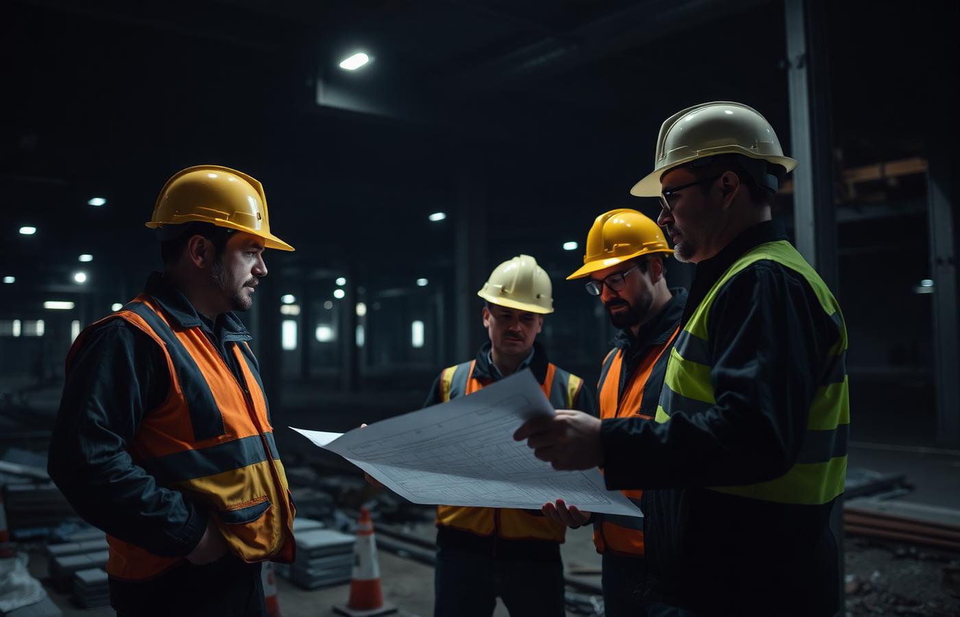 Equipo técnico de INTEGRA revisando planos en obra